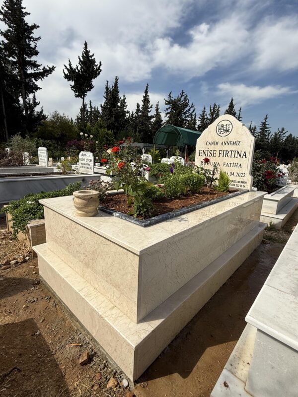 Bej Mermer Mezar Tek Kişilik - Görsel 2