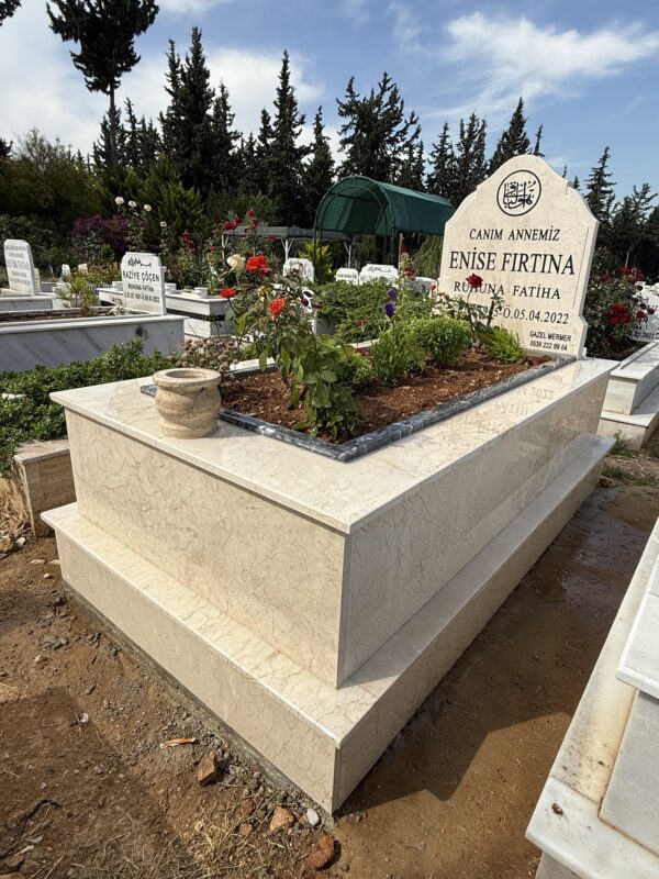 Bej Mermer Mezar Tek Kişilik - Görsel 6